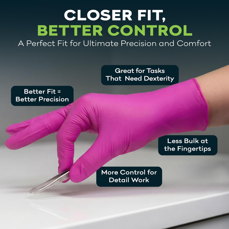 FifthPulse Fuchsia Hot Pink Nitrile Disposable Gloves -3 Mil Medical Exam Nitrile Gloves -Powder and Latex Free Medium 200