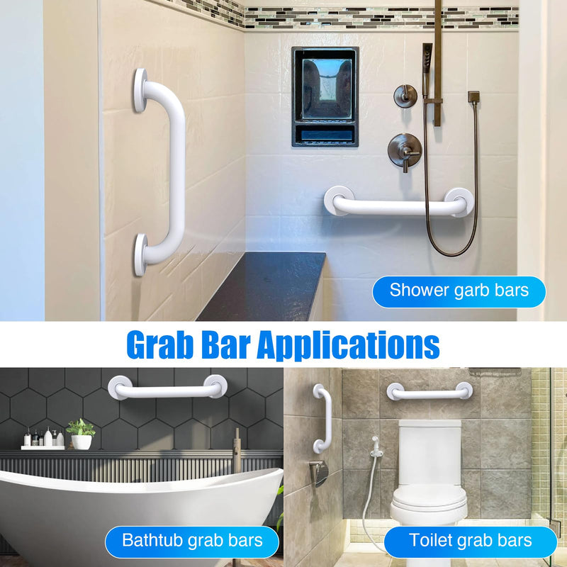 ROTHLEY 12 Inch Grab Bar for Bathtubs and Showers: Stainless Steel Shower Grab Bar Wall Mounted Shower Handle with Concealed Screws for Handicapped Elderly and Seniors (Matte White) Matte White