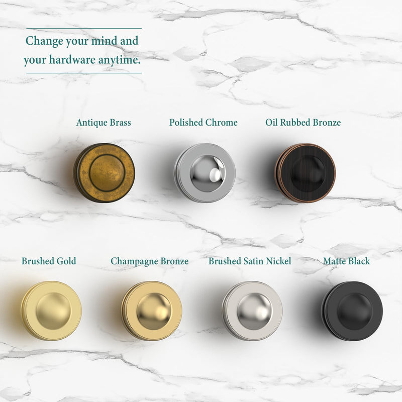 Amerdeco 10 Pack Champagne Bronze Cabinet Knobs 1.2 Inch(31mm) Single Hole Zinc Solid Kitchen Cabinet Handles Round Cabinet Drawer Pulls 1.2"/31MM Diameter