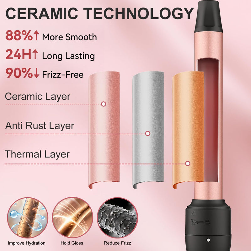 UNOBEY 5 in 1 Curling Wand Set, 3 Barrel Curling Iron Set Interchangeable | Ceramic Barrel Hair Curler Tools(9-32mm) for All Hair Types, Fast Heating, Include Glove, Long-Lasting Results