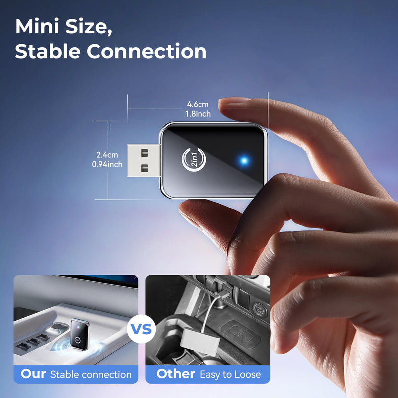 Wireless CarPlay Adapter for iPhone, Convert Wired Car Play to Wireless, 2 in 1 Plug and Play Android Auto and Carplay for Cars with Built-in CarPlay, Support iOS 10 Android 11 and Above (Silver) Silver