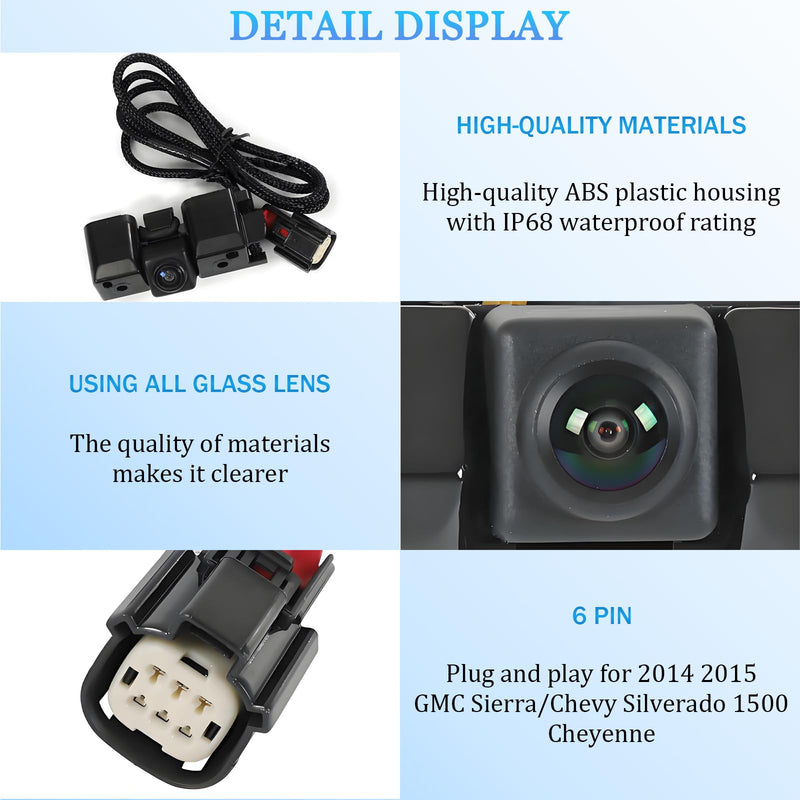 Backup Camera fit for 2014 2015 GMC Sierra/Chevy Silverado 1500 Cheyenne | fit for 2015 Silverado/Sierra 2500 3500 Rear View Reverse Camera Tailgate Camera Replacement 22803702, 23306741, 590082