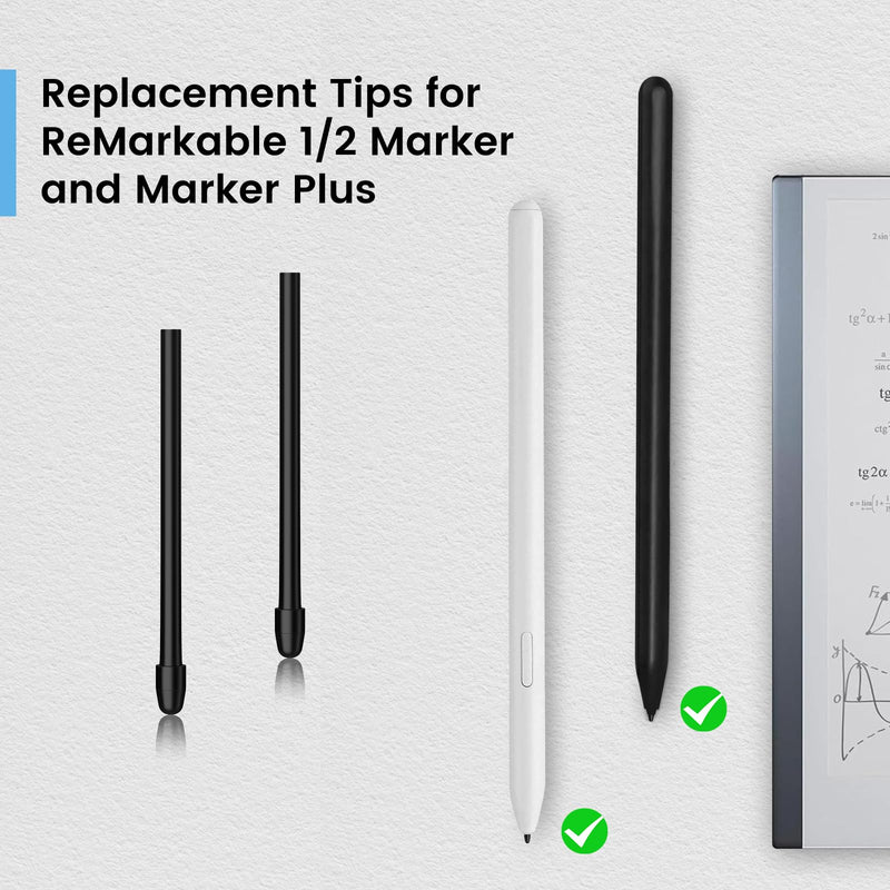 Replacement Tips for Remarkable 2, Durable Remarkable Pen Tips for Marker 1/2 Stylus Marker Pen Plus,Sensitive & Titl Pressure Marker 2 Pen Nibs (10PCS) with Tool Black