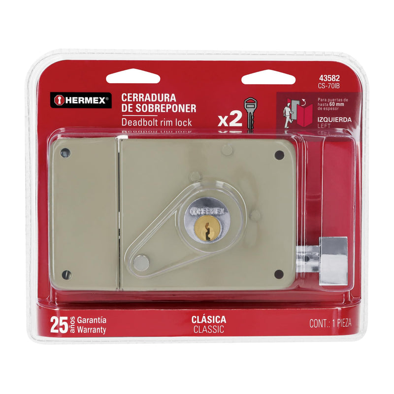 Truper 43582 / CS-70IB - Deadbolt, Left Rim Door Lock Set