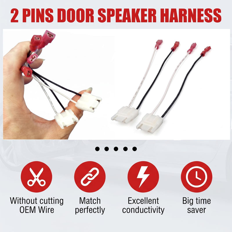 4PCS Car Speaker Wiring Harness Adapter, Door Speaker Connector Plug for Aftermarket Audio Upgrade, Compatible with 1973-1994 Sierra Yukon S10 Suburban Impala Corvette