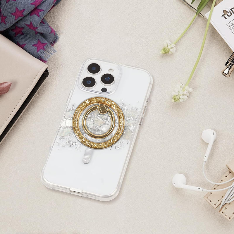 Magnetic Phone Ring for MagSafe Grip [Super Magnet] StylishTwinkle Design Ring Holder Stand, magsafe pop Socket (Gold) Gold