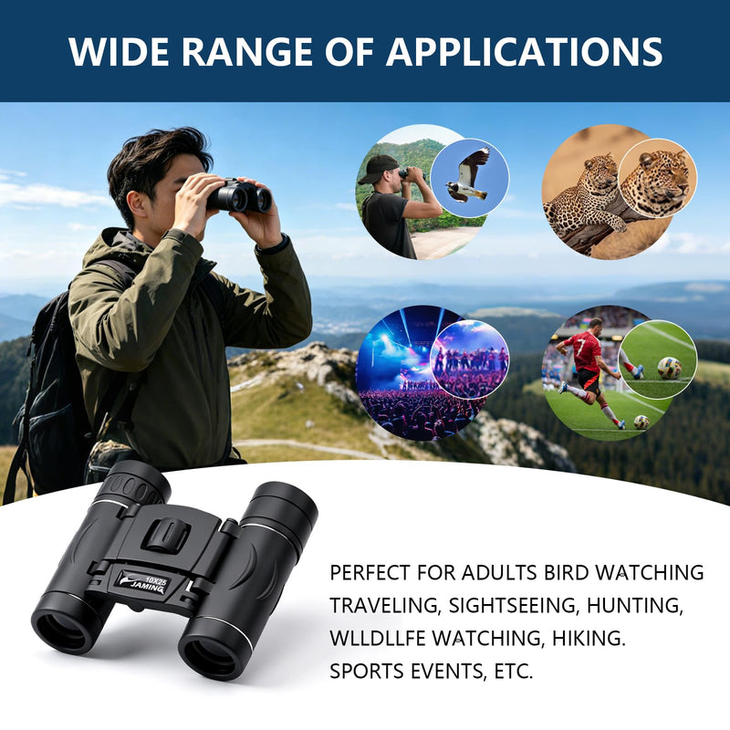 M.A.K 10x25 Compact Binoculars HD Lens Lightweight Mini Pocket Telescopes | FMC Fully Multi-Coated Lens for Bird Watching, Concerts, Travel, Hiking, Sports Games, Outdoor Adventures