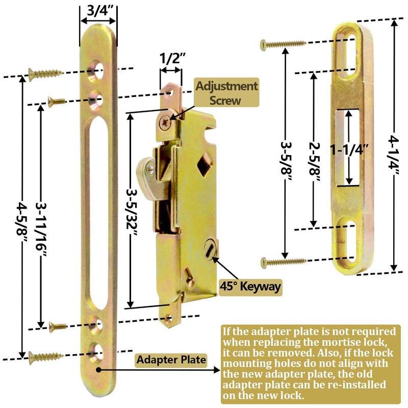 Sliding Glass Patio Door Handle Set with Key Cylinder and Mortise Lock 45° Keyway, Oak Wood Inside Handles and Zinc Diecast Outside Pull, 3-15/16" Hole Spacing, Non-Handed, White White Keyed Handles + Mortise Lock