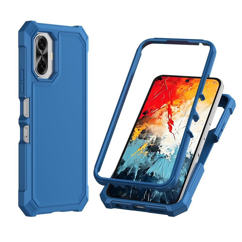 Case for TCL K70 5G/TCL K70 XE with Screen Protector Full Body Protection | TCL K70 Phone Case Front Silicone Bumper+Hard Plastic Back+Tempered Glass Screen+Military Grade Shockproof Corner Design Blue TCL K70/TCL K70 XE