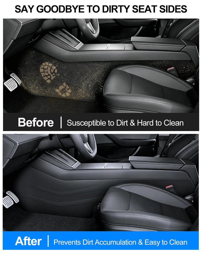 Front Seat Side Anti-Kick Mat for Tesla Model Y Juniper 2025 2026, Center Console Side Anti-Dirty Mats for Tesla, Waterproof & Dust Resistant Protector Cover Model Y Interior Accessories