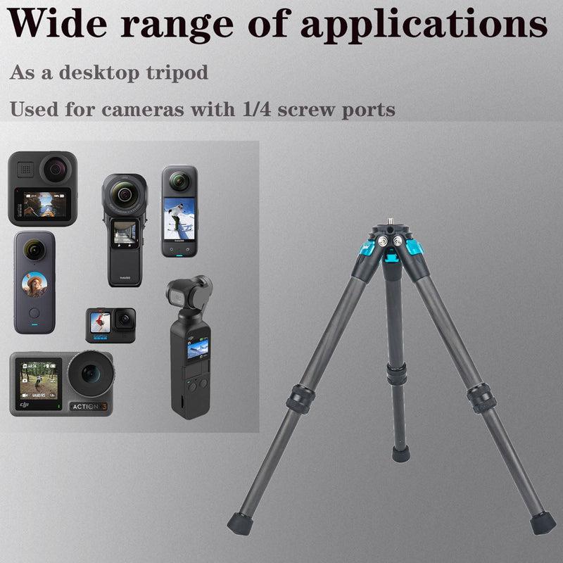 True Carbon Fiber Mini Tripod, Desktop Tabletop Stand Compact Tripod for DJI Smooth 4, Osmo Mobile, Vimble 2, Gimbal Handle Grip Stabilizer,for insta360 Insta 360 x5 x4 x3 x2 Cameras (Blue) Blue