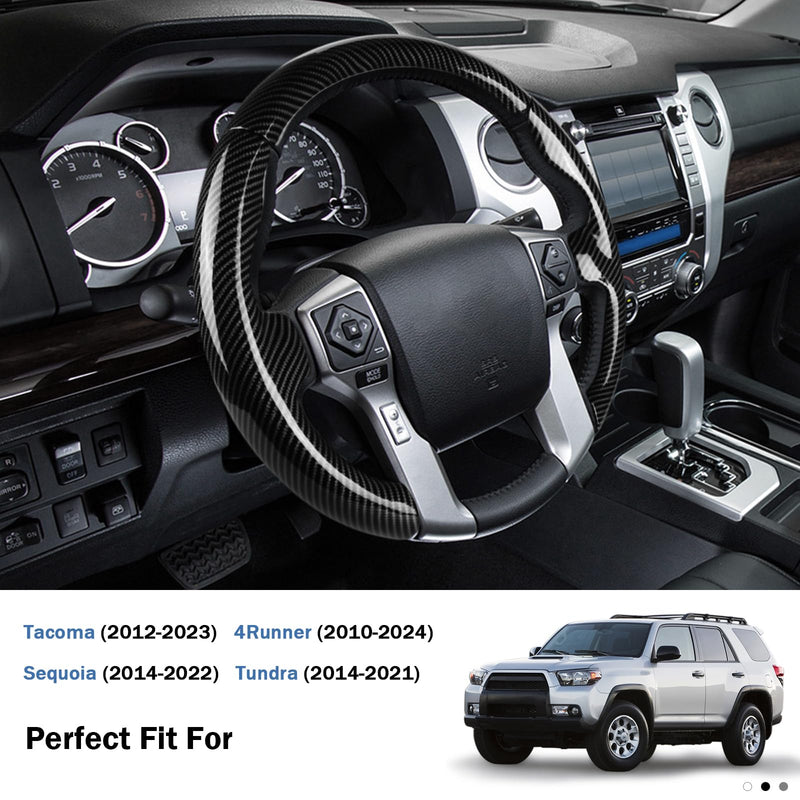 Fit for Toyota Steering Wheel Cover, Steering Wheel Cover for Tacoma(2012-2023) 4Runner(2010-2024) Tundra(2014-2021) Sequoia(2014-2022) Accessories (Glossy Black) Glossy Black
