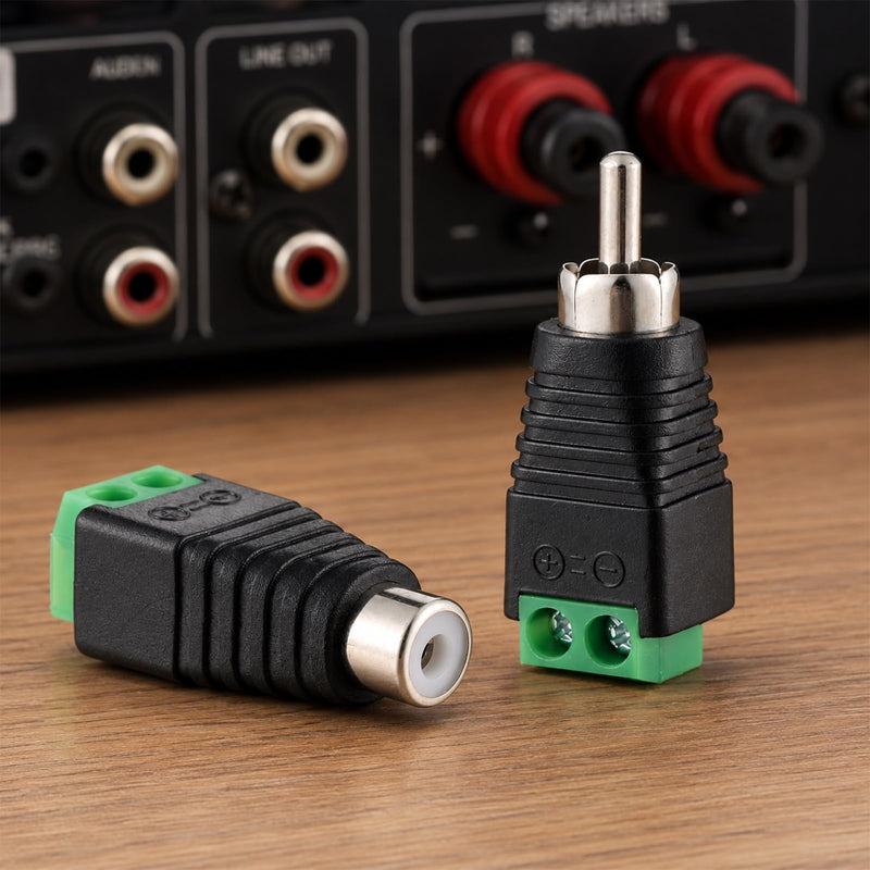 10 Pack RCA to Speaker Wire Adapter Speaker Wire to RCA Adapter | Solderless Male Female Phono Plug to AV Screw Terminal Connector for Audio Video, DIY Speaker Cable Repair 6 Male + 4 Female