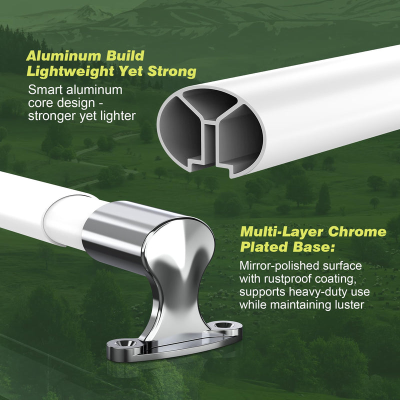 RV Screen Door Handle Cross Bar Adjustable from 21.7" to 33", White RV Door Handle Grab Bar Fits for Most Motorhome Camper Travel Trailer,Durable,Sturdy and Secure Aluminium RV Handles