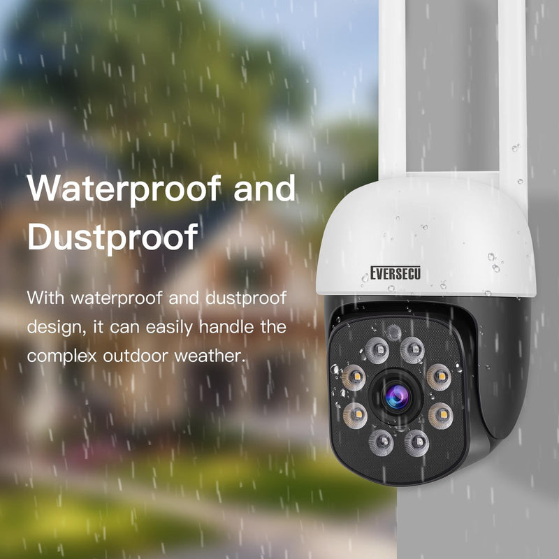 EVERSECU 2K 3.0MP Outdoor WiFi PTZ Security Camera, 2.4G WiFi, Auto Tracking, 2 Way Audio, Spot Night Vision, Compatible with Alexa, SD Card & Cloud Storage, ONVlF Compliant RTSP IP CCTV Camera(4pcs) 4pack