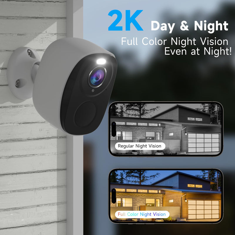 3pcs Solar Security Cameras Wireless Outdoor,2K WiFi Cameras for Home Security with Solar Panel, Battery Powered with Color Night Vision, AI Detection,2-Way Audio, IP65, SD/Cloud, Works Alexa BW4-3PC-SP