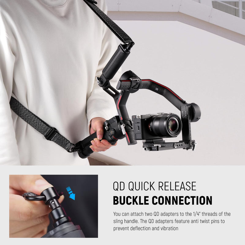 NEEWER RS4 RS3 RS2 Gimbal Shoulder Strap, Weight Reducing Soft Padding Adjustable Strap with Baseplate Compatible with DJI RS4 RS4 Pro RS3 RS3 Pro RS2 Sling Handle with Quick Release QD Buckle, GA016