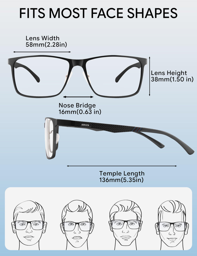 Mens Blue Light Glasses: Blocks Blue Light with Clear Lens | Help Reduce Eye Fatigue from Screen Time - Lightweight Al-Mg Frame Gaming Glasses Deliver Comfortable Wear for Work&Daily Use Black/Clarity Clarity