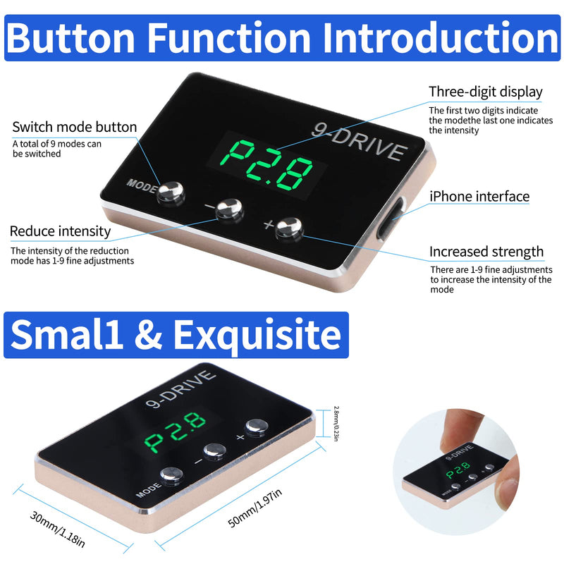 Throttle Response Controller, 9 Drive 9-Mode Smart Electronic Racing Accelerator for Ford Trucks F250 F350 F450 F550 Mustang Taurus Focus Expedition Mondeo Ranger Sport Discovery Mazda (861) 861
