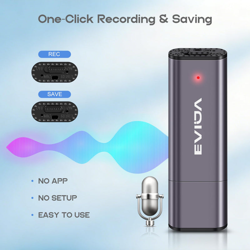 EVIDA 64GB Digital Voice Recorder USB Recording Device with 750Hrs Storage, Portable Voice Activated Audio Recorder for Lectures Interviews, Noise Reduction, Rechargeable 64 GB