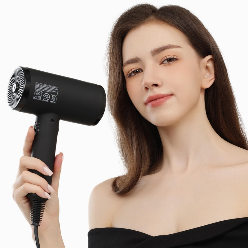 AINA Pro Salon Hair Dryer(New tech),2300W Blow Dryer with Diffuser Comb for Women | BLDC Hair Dryer | Brushless Motor 150,000 RPM | Ionic | LED Display | 4 Magnetic Attachments 230V/UK(Vader Black) Babe Pink