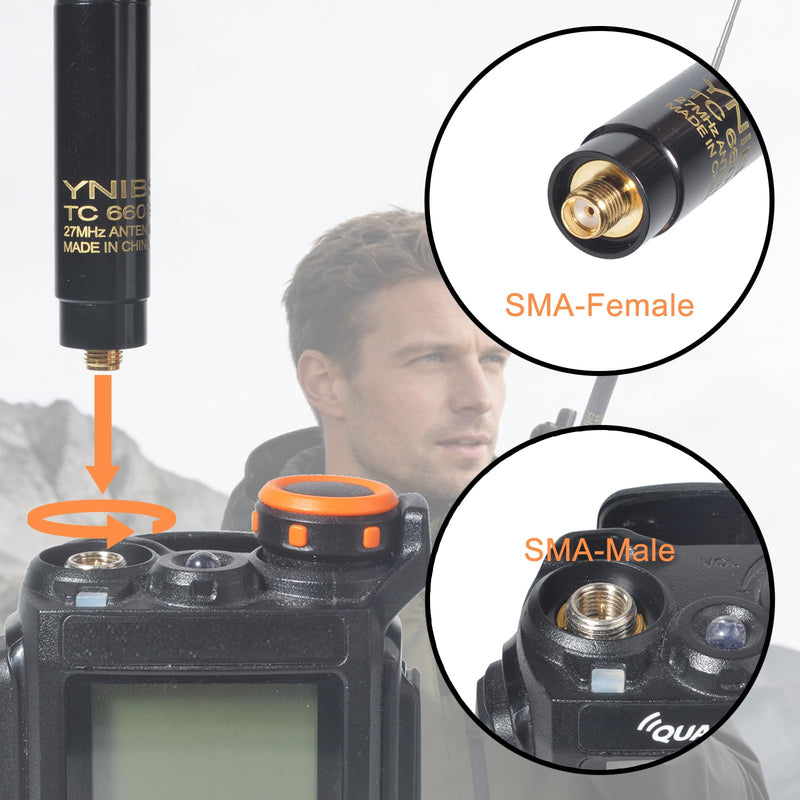 SMA-Female 27MHz Telescopic CB Antenna for Quansheng TK11 UVK5 UVK6 | 42.5" Full Extended 6-section High Gain Handheld CB Antenna