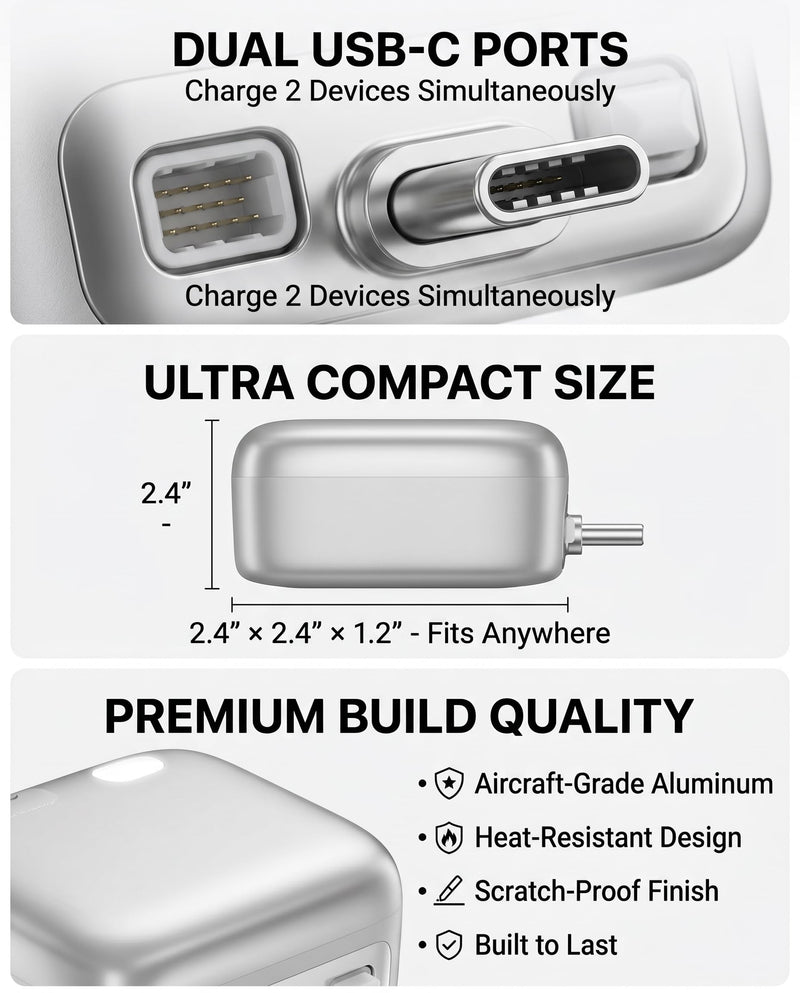 AUTO Unplug 140W USB C Charger, Smart Adapter Automatically Disconnects When Battery is Full, Physical Power Cut for Laptops, Tablets & Smartphones - Protects Battery Health