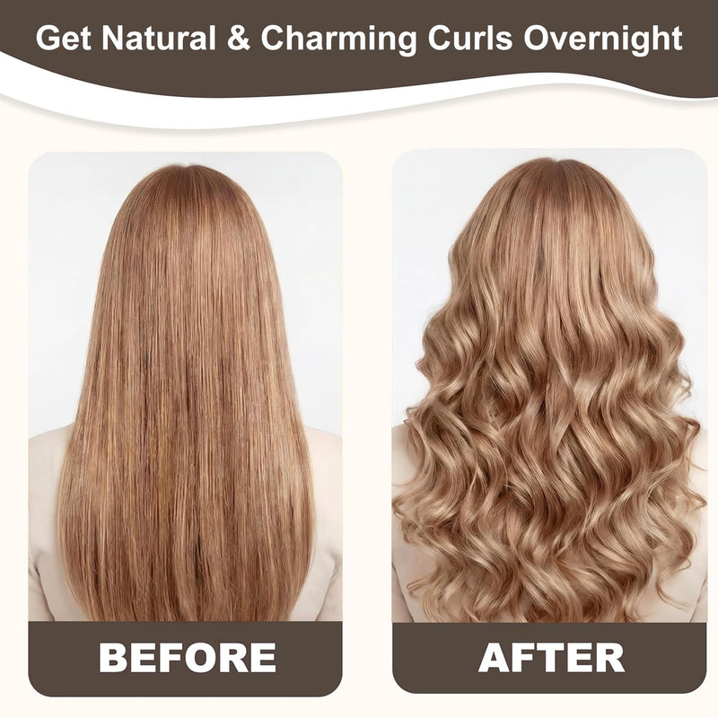 Heatless Hair Curler (3 Pcs), Sleeping Roller, DIY Styling Tool, for All Hair Types, Medium Long Sleeping Hair, Brown