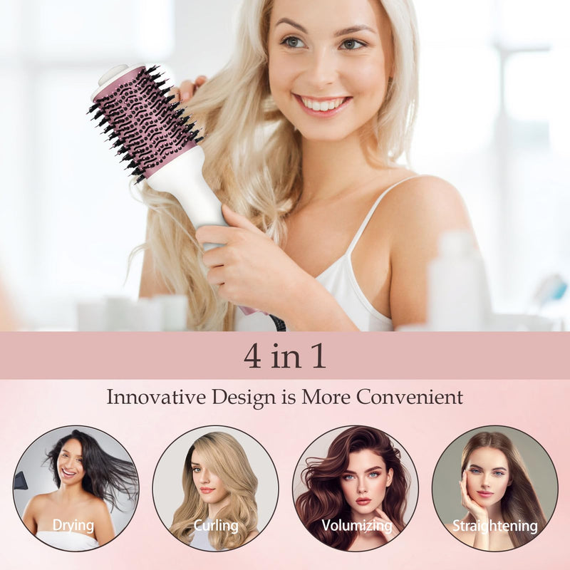 Hair Dryer Brush One Step Dry Detangle Straighten Smooth for Long Hair | Powerful 1200W 3 Speed Settings Titanium Coating Negative Ion Tech Salon-Quality Blowout Styling at Home