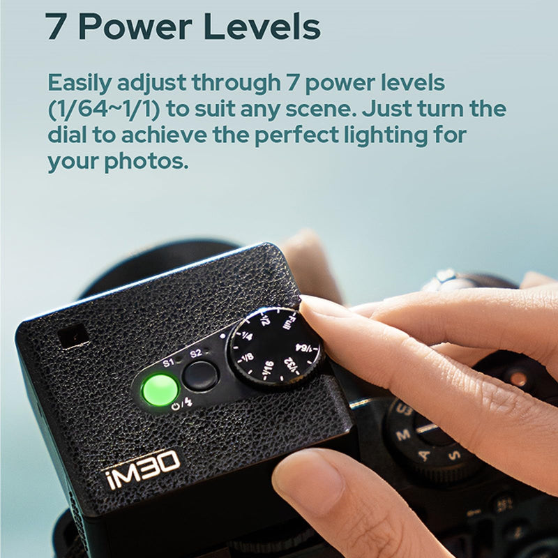 Godox iM30 Mini Flash+Hot Shoe Riser, Recycle Time≈3.6s, GN≈15, for Canon, Fuji, Sony, Nikon, Panasonic, Olympus, Pentax and Other SLR Cameras with Single Contact Hot Shoe (Without Battery)