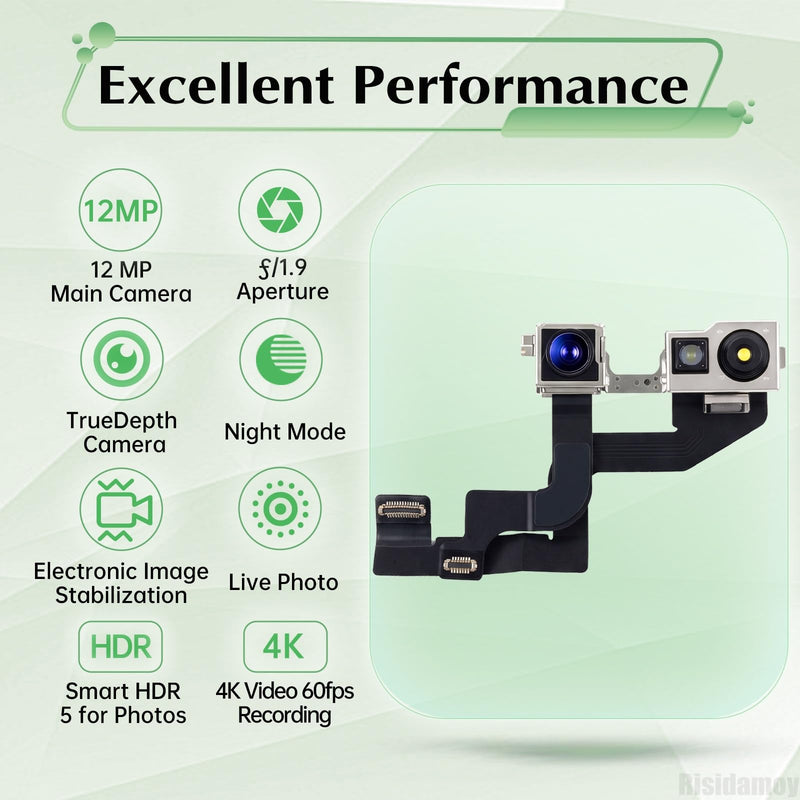 for iPhone 16e Front Facing Camera Replacement 12MP | Front Selfie Camera 4K Dolby Vision 60fps Video Flex Cable Module Proximity Sensor Repair for Models A3212 A3408 A3409 A3410