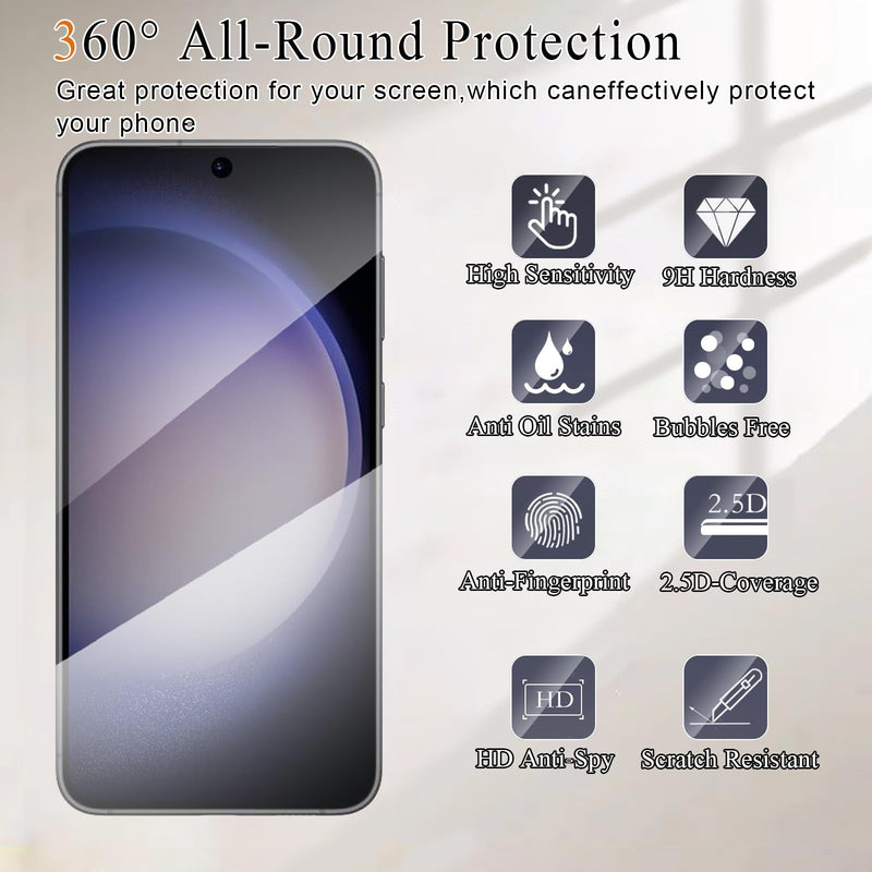 【2+2 Pack】 Privacy Screen Protector for samsung galaxy S23 Plus 9H Tempered Glass Anti-Spy Private Film Compatible for Samsung S23 Plus and (2 Pack) Camera Lens Protector