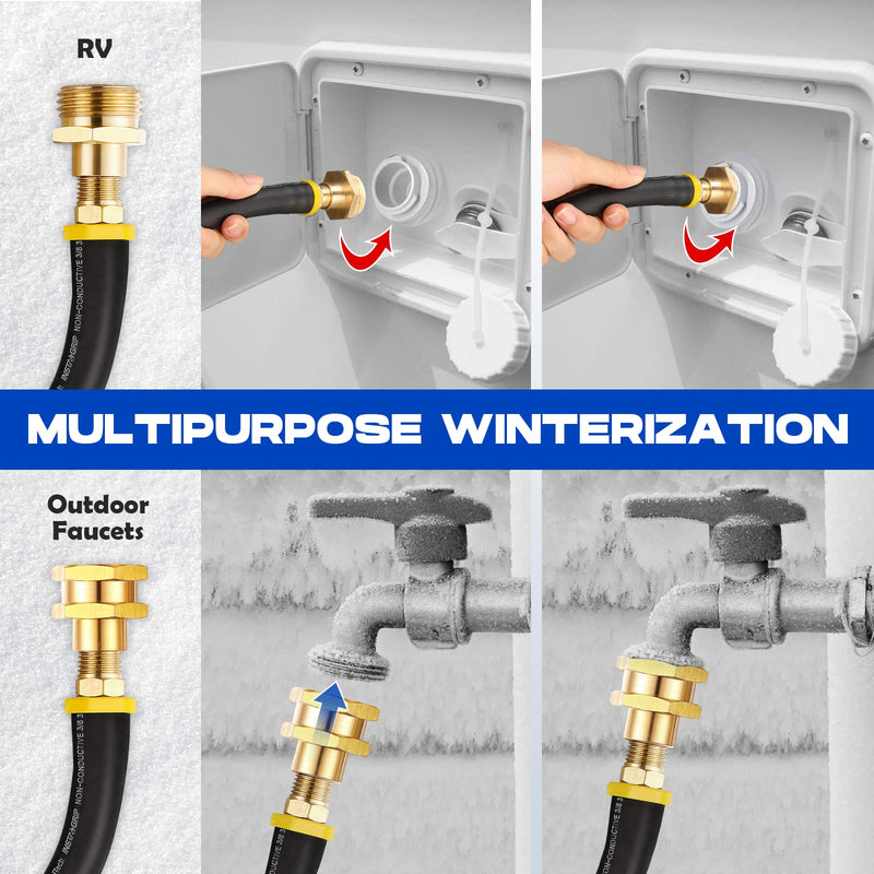 RV Winterizing kit & Sprinkler Blowout Adapter with shut off valve Air compressor Quick-Connect plug garden hose Water Blow Out Fitting for Winterize Sprinkler Systems, Camper,Motorhome
