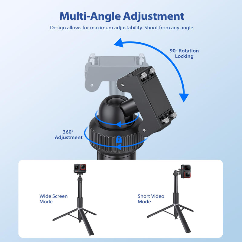 Walking Way 66"/168CM Auto-Open Selfie Stick Tripod, Invisible Selfie Stick for Insta360 Ace/Ace Pro/2/X5/X4 Air, 360° Rotatable Pop-Open Camera Stand, Stable Throwpod for Travel/Vlog