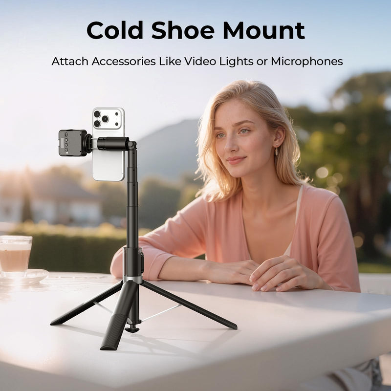 Kaitezenz 0.01s Auto Pop Open 63" Phone Tripod for iPhone with Remote, Selfie Stick Tripod Stand Extendable with Cell Phone Clip, Compatible with iPhone for Travel Video Recording Live Stream Vlog