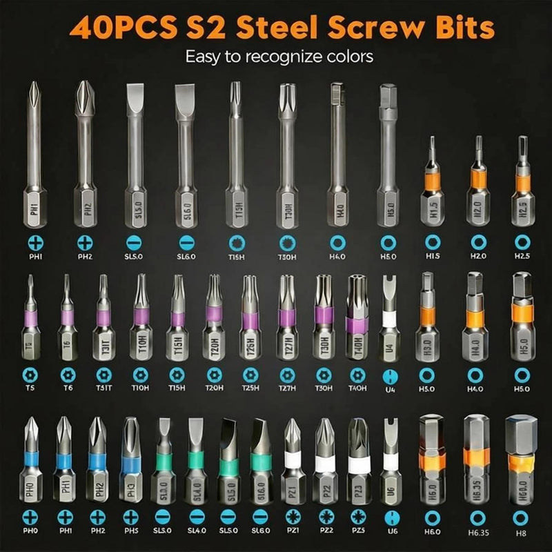 42 in 1 Magnetic Screwdriver Set, T Handle Ratchet Screwdriver Set, Precision Hand Tools for Electronics Repair, DIY Projects, Home Maintenance - Ideal Gift for Men & Women, Orange