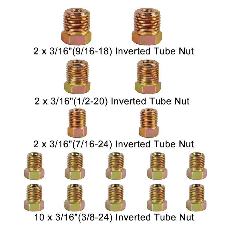 MuHize Upgraded Brake Line Tubing Kit - 25 Ft. of 3/16 Copper Coated Flexible Tube, Roll 25 ft 3/16" (Includes 16 Fittings) Gold