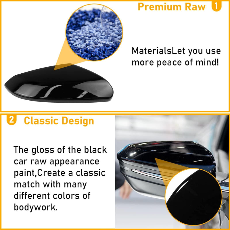 Moonlinks Compatible with 2016-2021 Honda Civic Passenger Side Mirror Cover,Glossy Black for 10th Gen Civic,2019-2022 Insight,RH Side Door Rearview Mirror Cap Trim(1PC) 10th-Right Black