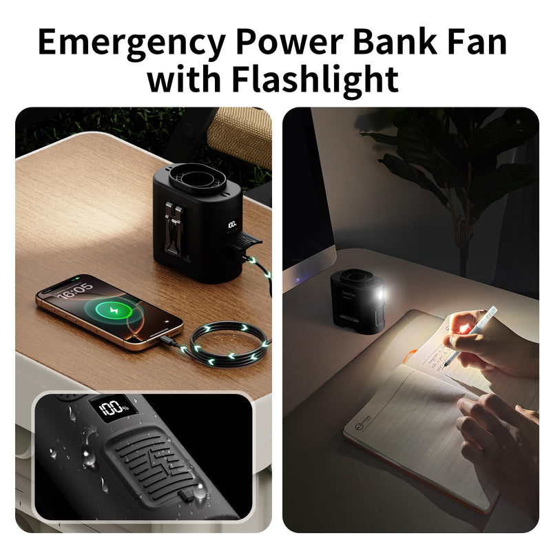 Socool 14500mAh Portable Waist Fan Clip on Belt 360 Rotation Wearable Rechargeable Personal Shirt Fan, 67H Cooling 5-Speed Battery Operated with Light, Neck Fan Hands-Free for Outdoor Jobsite Camping Black 14500.0 Milliamp Hours