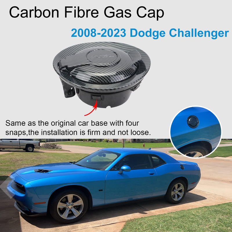 68250120AA Gas Cap Cover - Carbon Fibre Fuel Fill Gas Tank Cap Door Accessories Compatible With Dodge Challenger 2008-2023