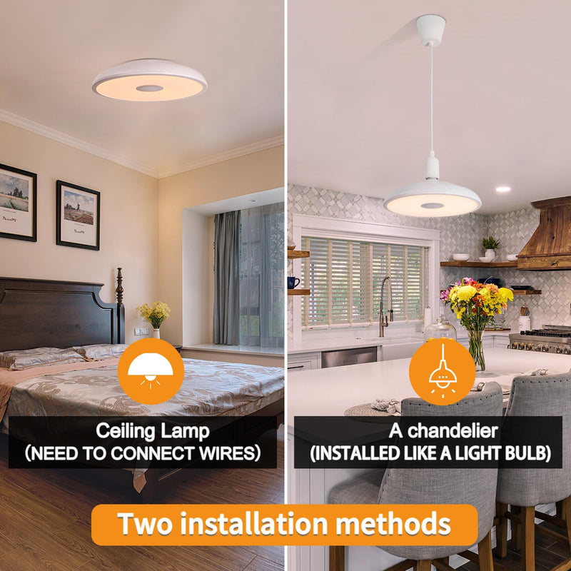 Smart Waterproof LED Flush Mount Ceiling Light Fixture,with Bluetooth Speaker,11 Inch,18 watt,Dimmable Music Lamp,RGB Color Changing Light with Remote Control,for Bathroom,Shower,Bedroom 11 inches White-Dimming Function+Bluetooth