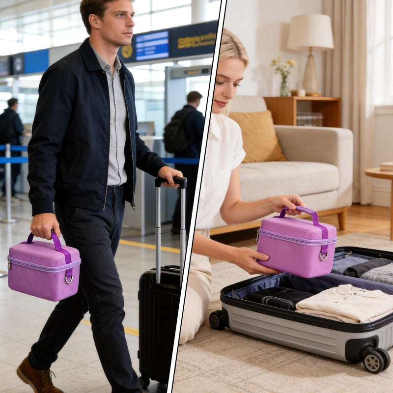 casmilee Mirrorless Camera Case for Sony a6400/a6700/a6100/a6000 | Adjustable Dividers, Padded Multi-Layer Protection, Lens and Accessory Storage, Shoulder Strap, Case Only, Purple