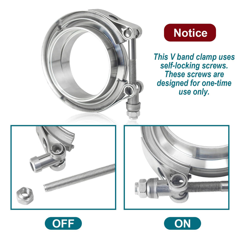 3 inch V Band Clamp, Exhaust V Band Clamp 3 inch with Male Female Flanges 304 Stainless Steel(1pcs). 3inch-1pcs