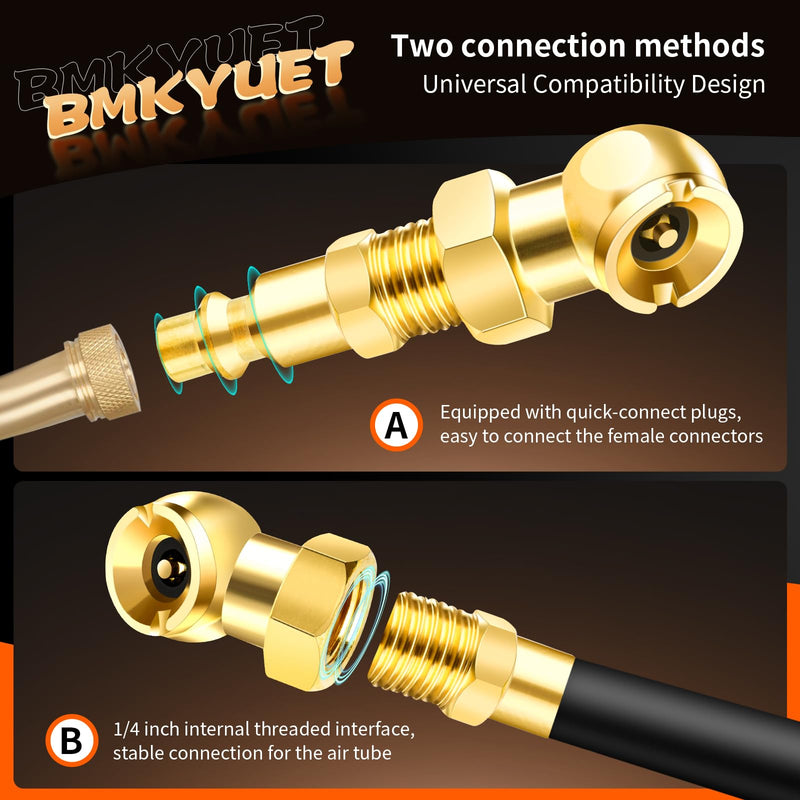 2 Pack Ball Foot Air Chucks for Tires - 1/4" FNPT Metal Quick Connect，Leak-Proof Tire Inflator Nozzle, for Air Compressor, Bike, Car & Truck Tires