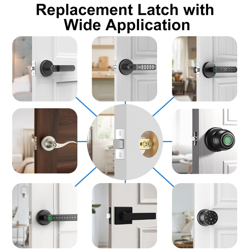 Foxgard Adjustable Deadlatch 2-3/8'' or 2-3/4'', Smart Door Knob Replacement Latch, Keyless Entry Door Lock Deadlatch, Fingerprint Door Lock Accessories