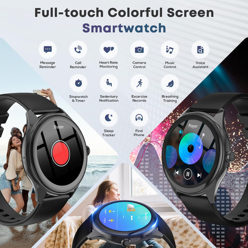Smart Watch for Men, 1.39" HD Touchscreen Smartwatch with 120 Sports Modes, AI Voice Assistant, Heart Rate/Sleep Monitor, Bluetooth Call & Music Control Fitness Watch for iPhone/Android (Black) Black
