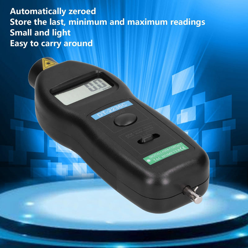 DT2236C Digital Photo Tachometer Pocket Rotation Digital Speed Tach Tester for Automobile Maintenance, 0.5-19999rpm, Non 2.5~99999rpm