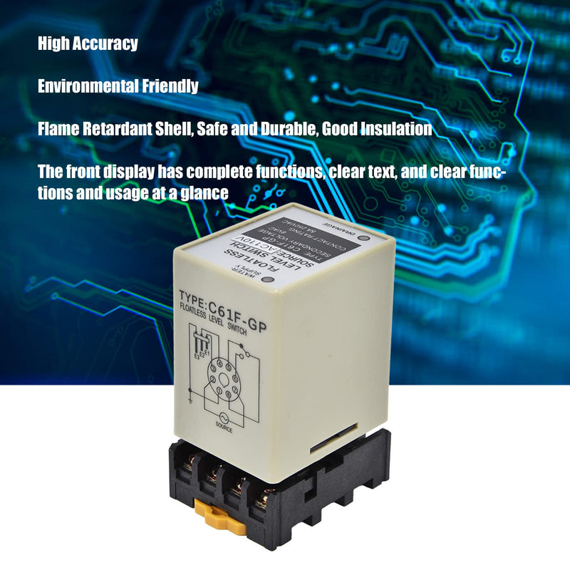 C61F‑GP Floatless Level Relay AC110V 50/60Hz Environmental Flame Retardant Shell Water Level Controller Floatless Level Switch Liquid Level Switch Water Level Control Switch floatless Levels Switch