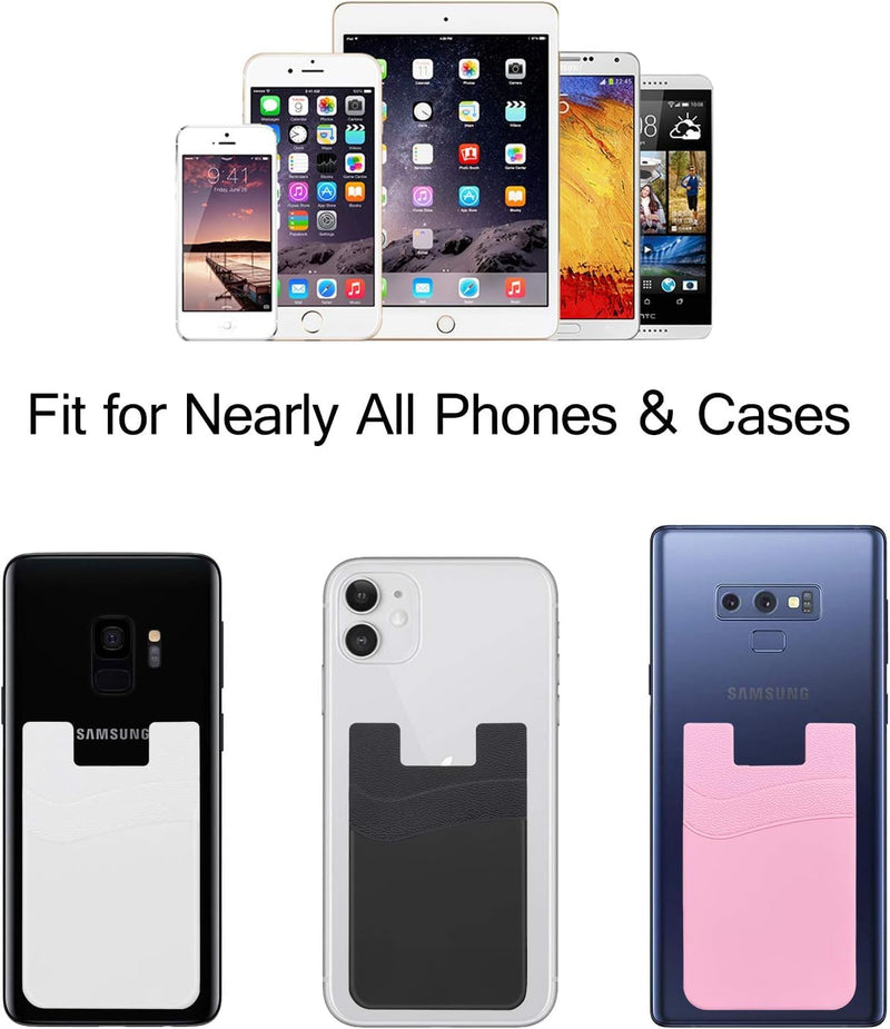 SS Card Holder for Back of Phone, Silicone Phone Wallet Sleeve Pocket Stick on ID Credit Card for All Smartphones