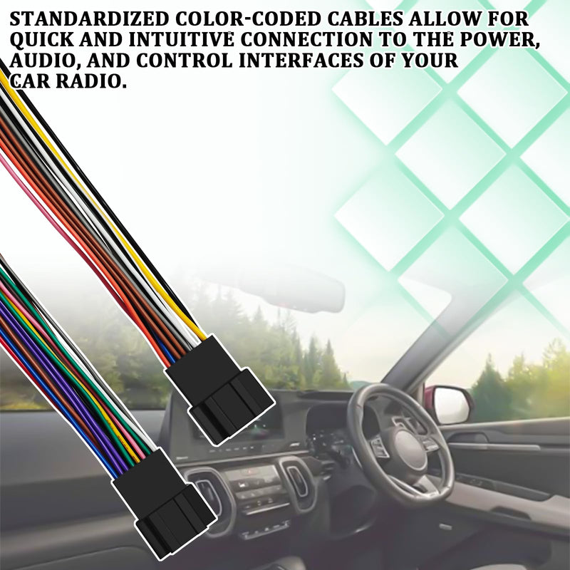 Radio Wiring Harness with Antenna Adapter Compatible with 2006-2013 GM GMC Chevy Cadillac, Aftermarket Stereo CD Player Receiver Wire Cable Adapter for Silverado Sierra Impala Yukon (4 PCS) Black
